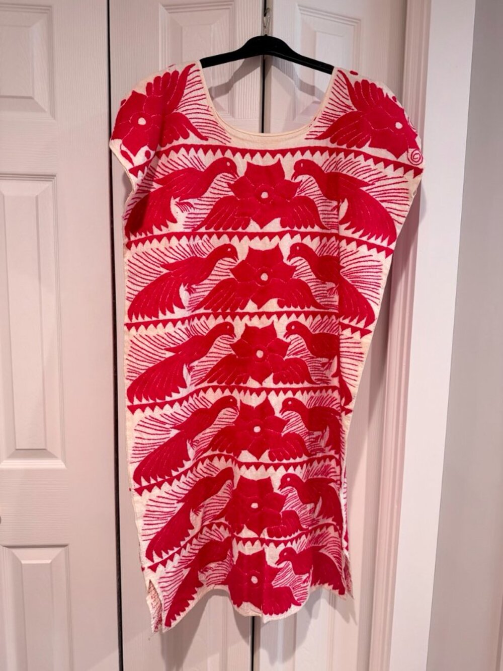 Huipil Dress Oaxacan Jalapa de Diaz Vintage Hand-embroidered Handmade Magenta - Picture 2 of 8